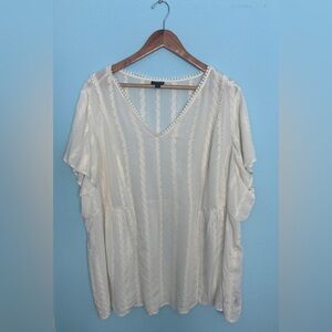 Torrid Ivory Sheer Striped Blouse